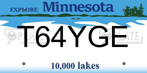 T64YGE Minnesota License Plate