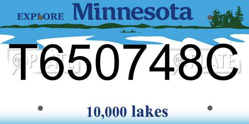 T650748C Minnesota License Plate