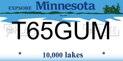 T65GUM Minnesota License Plate