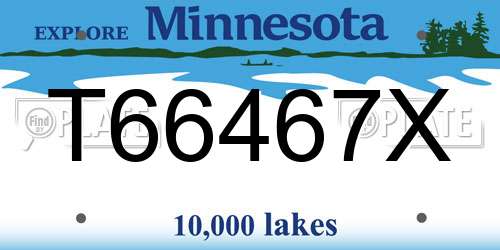 T66467X Minnesota License Plate