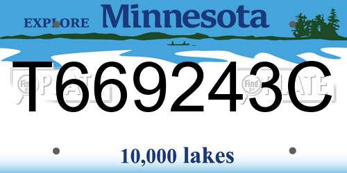 T669243C Minnesota License Plate