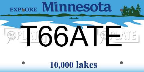 T66ATE Minnesota License Plate