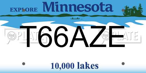 T66AZE Minnesota License Plate