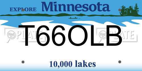 T66OLB Minnesota License Plate