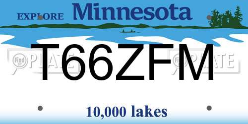 T66ZFM Minnesota License Plate