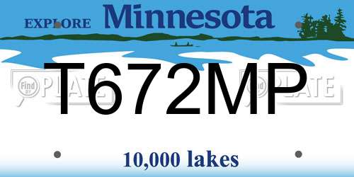 T672MP Minnesota License Plate