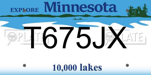 T675JX Minnesota License Plate