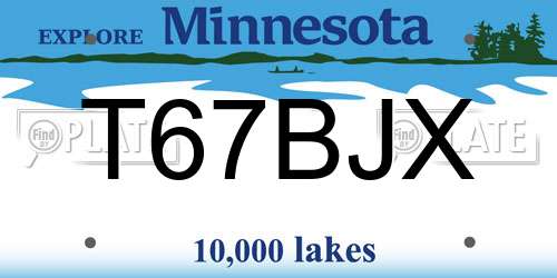T67BJX Minnesota License Plate