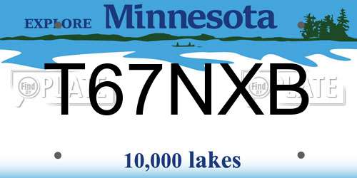 T67NXB Minnesota License Plate