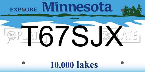 T67SJX Minnesota License Plate
