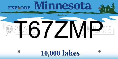 T67ZMP Minnesota License Plate