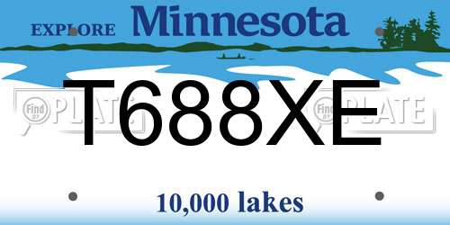 T688XE Minnesota License Plate