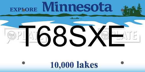 T68SXE Minnesota License Plate