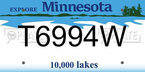 T6994W Minnesota License Plate