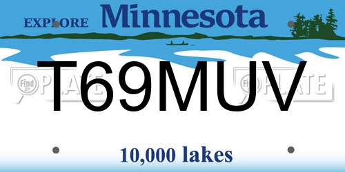 T69MUV Minnesota License Plate