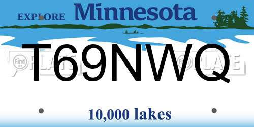 T69NWQ Minnesota License Plate