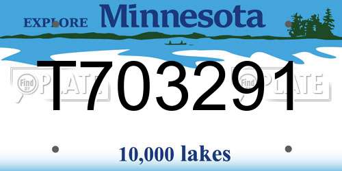 T703291 Minnesota License Plate