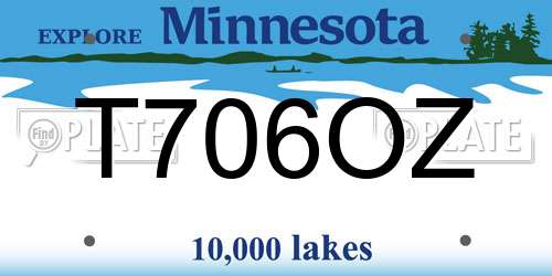 T706OZ Minnesota License Plate