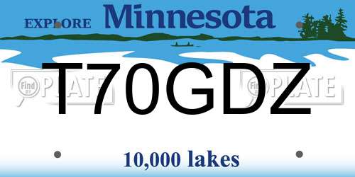 T70GDZ Minnesota License Plate