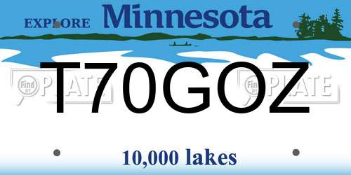 T70GOZ Minnesota License Plate