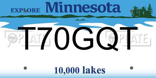 T70GQT Minnesota License Plate