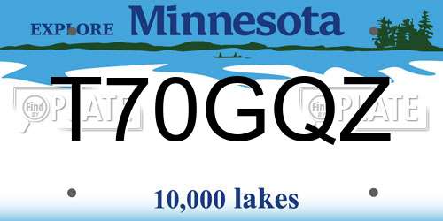 T70GQZ Minnesota License Plate