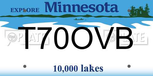 T70OVB Minnesota License Plate