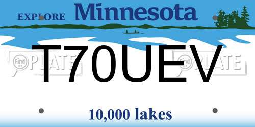 T70UEV Minnesota License Plate
