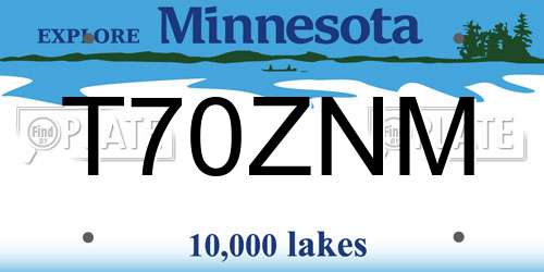 T70ZNM Minnesota License Plate