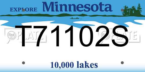 T71102S Minnesota License Plate