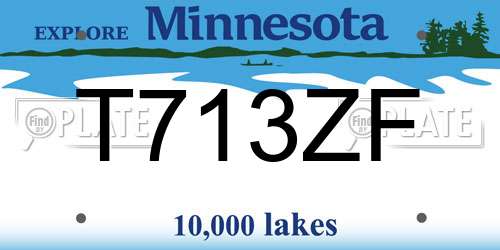 T713ZF Minnesota License Plate