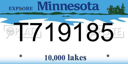 T719185 Minnesota License Plate