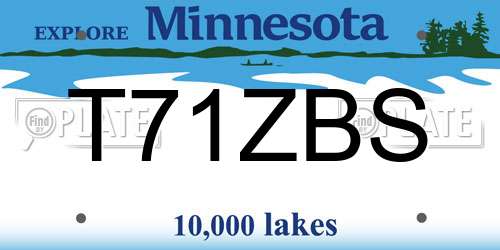 T71ZBS Minnesota License Plate