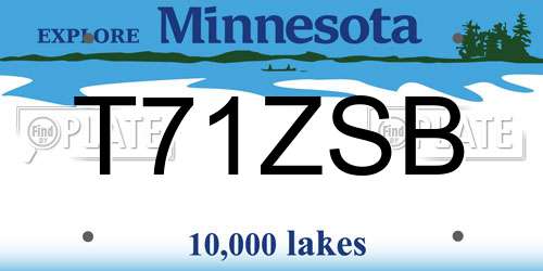 T71ZSB Minnesota License Plate