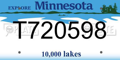 T720598 Minnesota License Plate