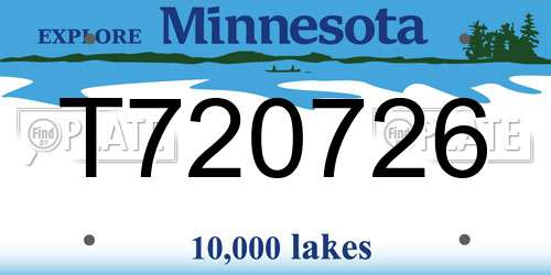 T720726 Minnesota License Plate