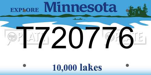 T720776 Minnesota License Plate