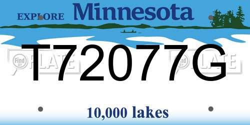 T72077G Minnesota License Plate