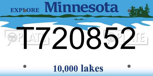 T720852 Minnesota License Plate