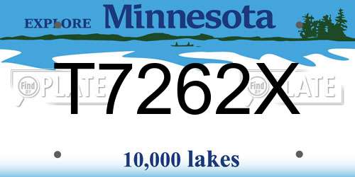 T7262X Minnesota License Plate