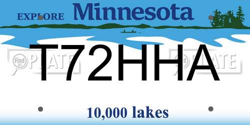 T72HHA Minnesota License Plate