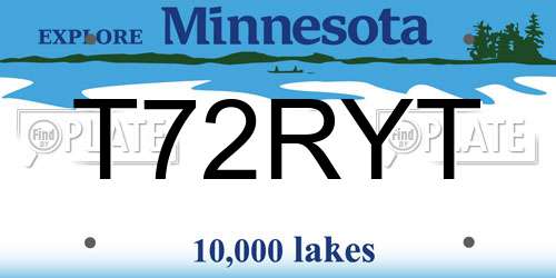 T72RYT Minnesota License Plate
