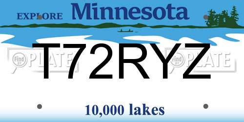 T72RYZ Minnesota License Plate