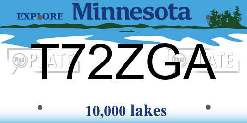 T72ZGA Minnesota License Plate