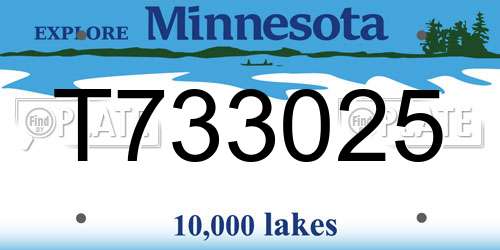 T733025 Minnesota License Plate