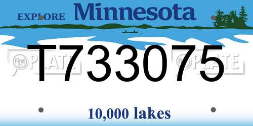 T733075 Minnesota License Plate