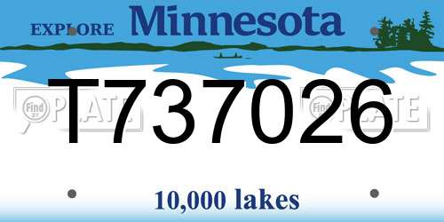 T737026 Minnesota License Plate