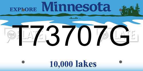T73707G Minnesota License Plate