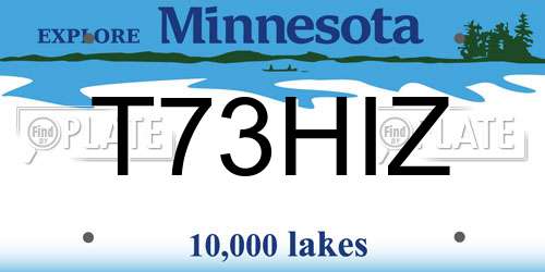 T73HIZ Minnesota License Plate