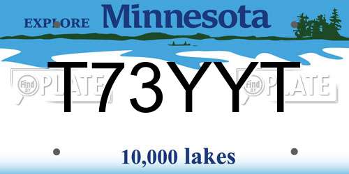 T73YYT Minnesota License Plate